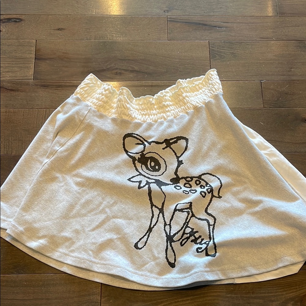 White A-Line Smocked Mini Skirt